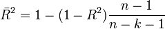 R<sup>2</sup> (adjusted) formula