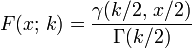 Cumulative distribution function (CDF) for the chi-square distribution formula