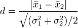 Effect size for a t-test (Cohen's d) formula