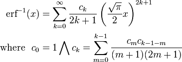 Inverse error function formula