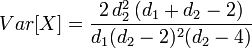 F-distribution random variable variance formula
