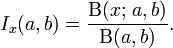 Regularized lower incomplete beta function formula