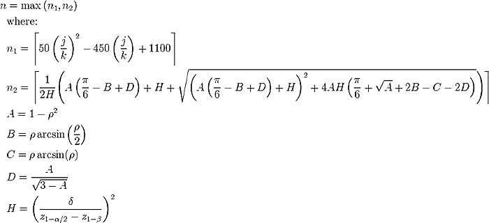Structural equation model (SEM) lower bound sample size formula